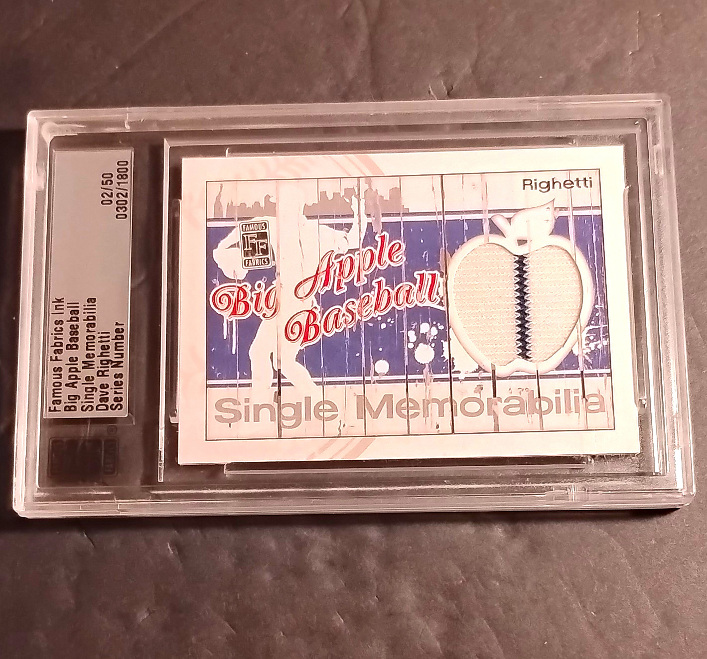 Famous Fabrics 2014 Ink Big Apple Dave Righetti Yankees Single MEM 02/50