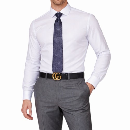 Gucci GG Marmot 30mm Thin Leather Belt Black Gold Bucklet Men Size 105/42