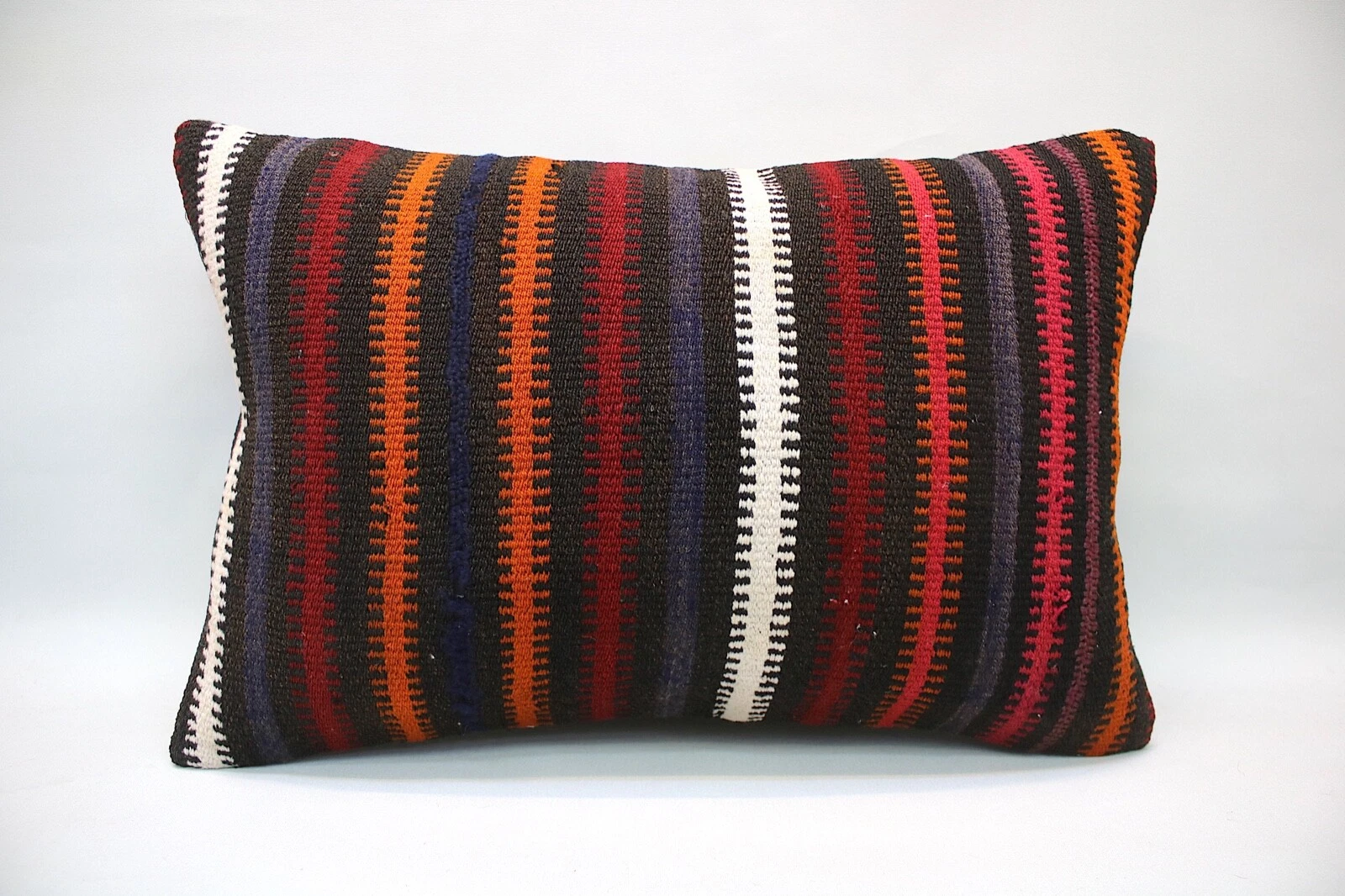 Kilim Lumbar Pillow, 16”x24”, Decorative Throw Pillow, Handmade Vintage Pillow
