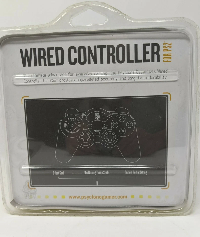 NEW PlayStation 2 Wired Controller Psyclone Essentials 6 Foot Black PS2 - Image 3 of 4