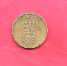 DENMARK DANISH KM837.1 1949 VF-VERY FIEN CIRCULATED KRONWE OLD ANTIQUE COIN