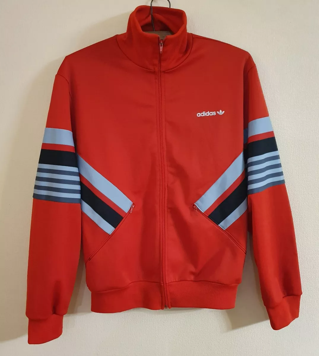 Vintage 70s Adidas Originals Red Full-Zip Track Jacket Retro - France -  Size M