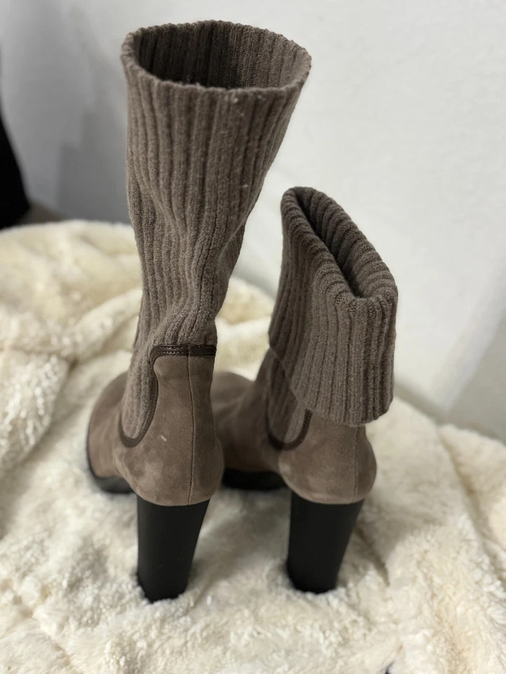 Autêntico HOGAN botas de couro camurça/pano dobrável no eixo - Imagem 3 de 4