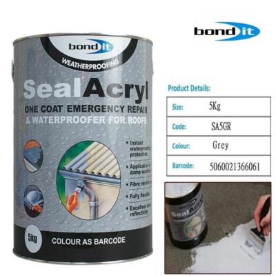 5KG Versiegelung Acrylfaser Dach Reparatur Farbe Wasserdicht Notfallversiegelung Acryl Neu Grau