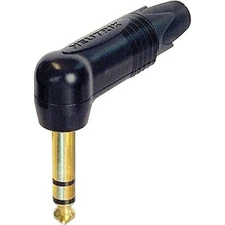 Neutrik NP3RX-B 3 pole TRS 1/4" phone plug, Right Angle, gold contacts, black
