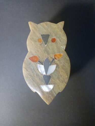 vintage marble Owl Trinket box - Picture 1 of 3