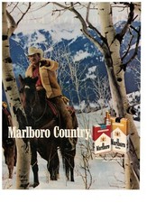 Marlboro Country Red Longhorn Winter Wrangler Vintage 1988 Print Advertisement