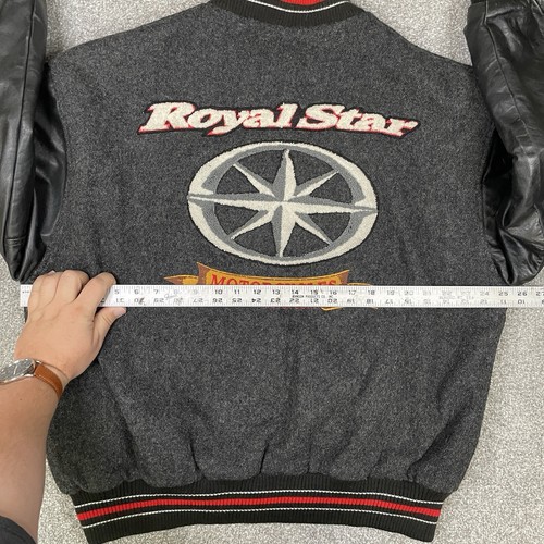 Yamaha Varsity Jacket Men L Royal Star Motorcycles Gray Wool Leather Sleeves USA - Picture 11 of 14