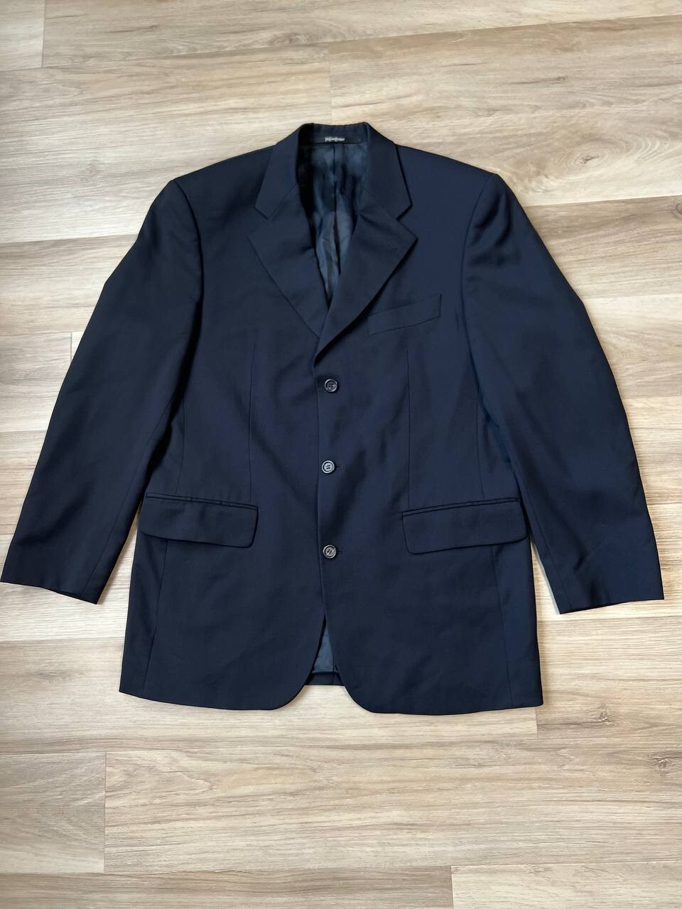 Giacca tuta blazer Yves Saint Laurent uomo 100% IWS 4 rotoli 3 bottoni blu navy L