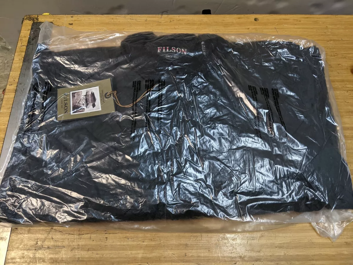 C C Filson Quilted Mile Marker Cotton Jacket Coat Mens Navy Grey