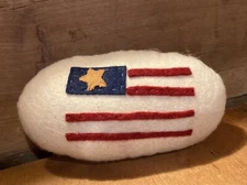 Primitive Wool Felt Applique American Flag Pillow Americana Patriotic FREE SHIP