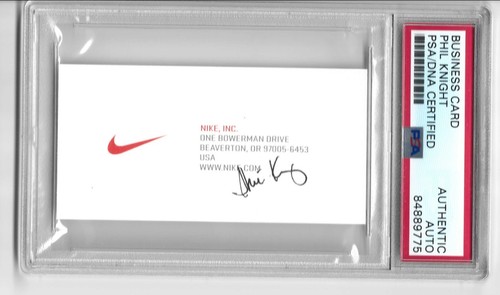 PHIL KNIGHT SIGNED/AUTO BUSINESS CARD NIKE FOUNDER PSA/DNA CERTIFIED SOCCER