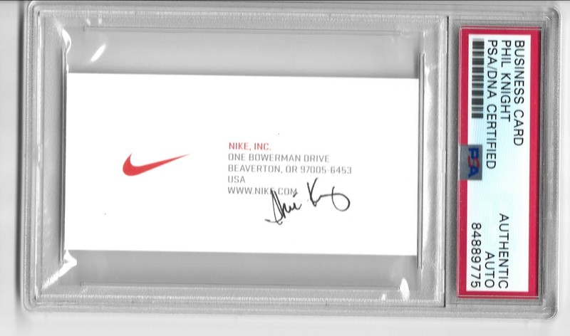 PHIL KNIGHT SIGNED/AUTO BUSINESS CARD NIKE FOUNDER PSA/DNA CERTIFIED SOCCER