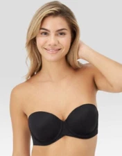 Maidenform Self Expressions Bra Women's 40DD Black Strapless Stay Put Adjustable