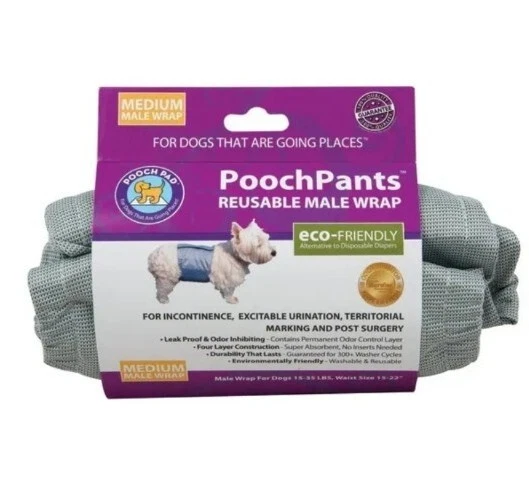 Pooch Pants Male Wrap For Dogs Size Medium Reusable Washable