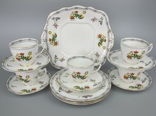 Balmoral Tea Set Service: Cups Plates. Hand painted china. 1930's vintage R&D