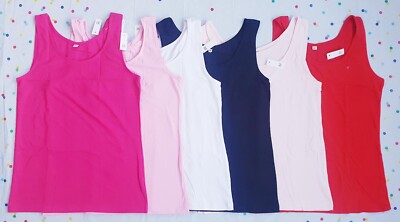 DAMEN STRETCHIG UNI TRÄGER WESTE DAMEN TANK TOPS BAUMWOLLE CAMISOLE