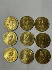 Shell Company Presidential Collector Coin Set Of 9 Commemorative 1992 Gold Tone