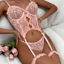 2024 new sexy lady summer design female pink sleepwear lingerie set hot night