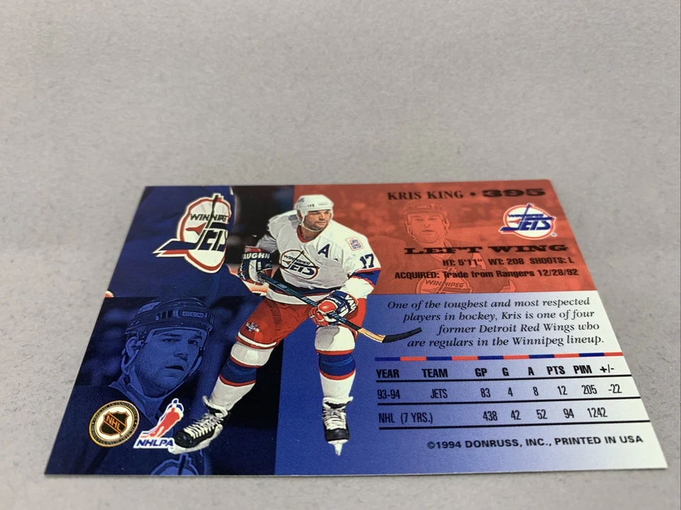 1994 Donruss The Leaf Set Hockey Card #395 Kris King Washington Capitals - Image 2 of 4