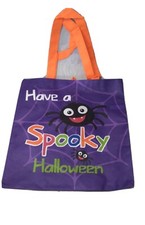 Black Spider Halloween Trick Or Treat Bag Light Weight Reusable Tote 12 x13 inch