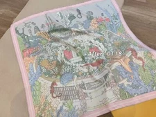 Pure 14~18 Momme Twill Silk Wrap Scarf Bandana Undersea Print Shawl Kerchief 35"