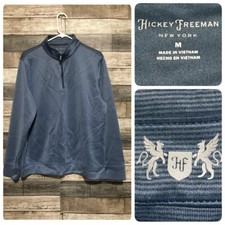 Hickey Freeman 1/4 Zip Pullover Men  s M Blue Striped Performance Casual A4
