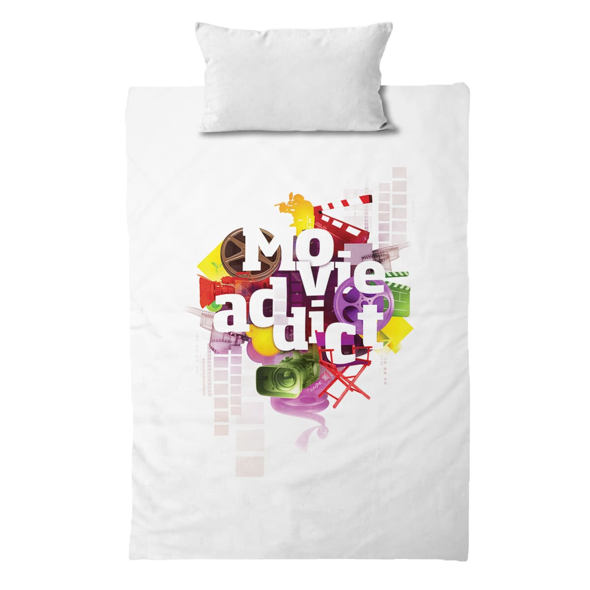 Parure de lit Movie Addict avec housse de couette ado 140x200 cm et taie d'oreiller en coton