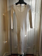 GANNI Ribbed-Knit Midi Dress in White - XS