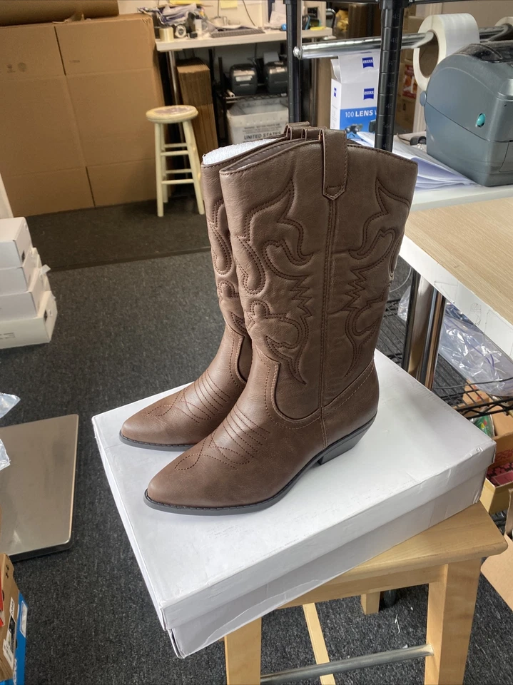 Botas de vaquero Soda Reno Western punta hasta la rodilla color tostado oscuro talla 10 Foto 3 de 4