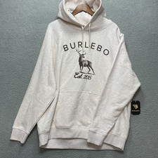 BURLEBO Hoodie Mens XL Oatmeal Deer Stag Graphic Hunting Outdoors Pullover NEW