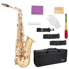 New Glarry Eb Alto Saxophone Sax Gold with Case