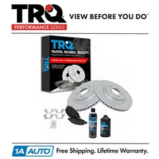 TRQ Front Ceramic Pads & Performance Rotors with Fluids for Nissan Infiniti New