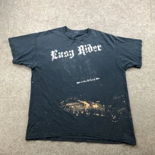 Vintage Motorcycle Shirt Mens Large Black Easy Rider Ride to Live Distressed