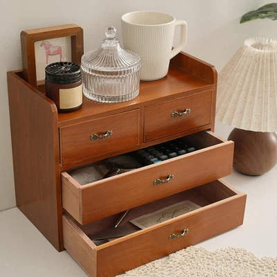 Organisateur de tiroir de bureau en bois, boîte de rangement décorative, - Photo 1/4