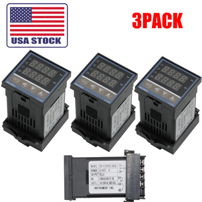 3PC 100-240V Digital PID Temperature Controller Thermostat REX-C100 Thermocouple