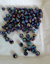 Vintage Swarovski 5101 5mm Tablet Bead, Jais Scarabe, Jet Scarabeaus 2X (24pcs) 