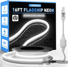 KANAYA 16ft Led Neon Rope Lights Cool White 5000K, 16FT/5M, 5000K 