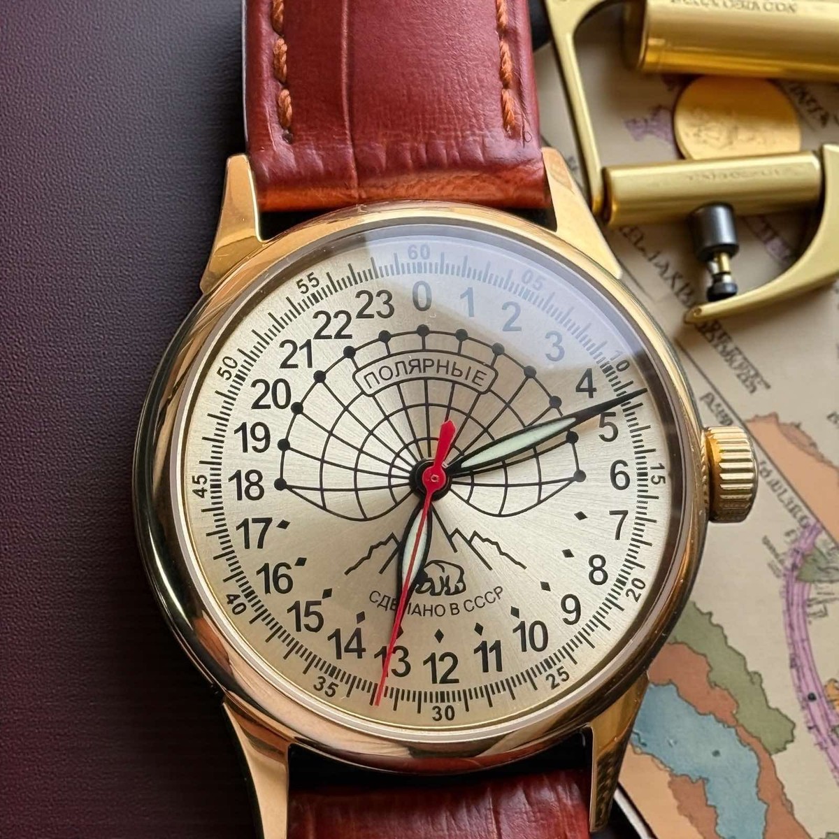 Vintage Watch Raketa 24h Mechanical Wrist Men Soviet USSR Polar