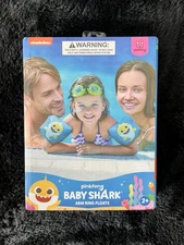 Pinkfong Baby Shark Inflatable Blue Arm Ring Floats for Swimming Ages 2+