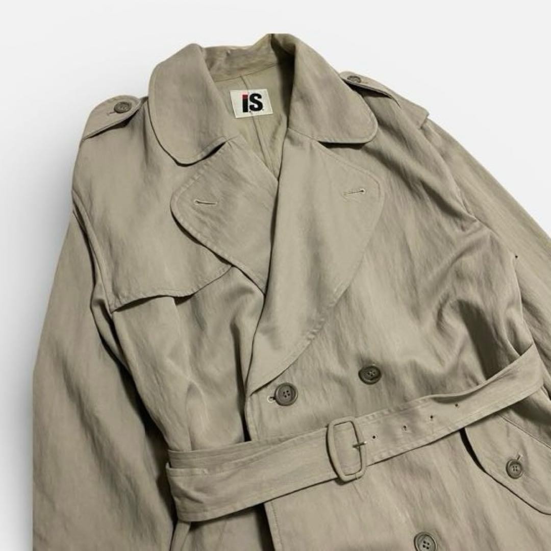 USED 90S I.S. ISSEY MIYAKE TRENCH COAT, MEN'S SIZE M, BEIGE