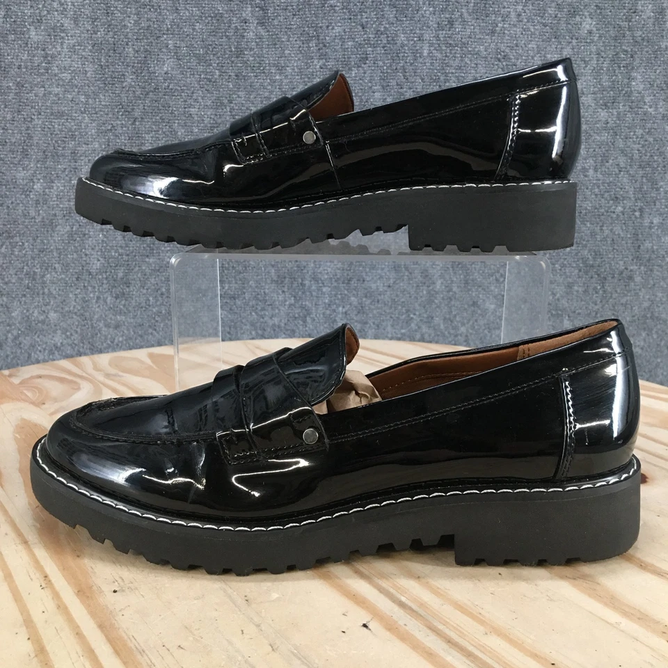 Franco Sarto Zapatos Mujer 7.5 M Cassandra Lugsole Sin Cordones Penny Mocasín Negro Foto 2 de 4