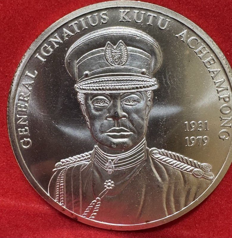 Ghana 2002 100 Sika ilver Coin: General Acheampong