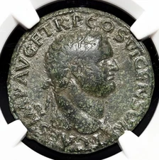 ROMAN EMPIRE. Titus, AD 79-81. Æ As, Lugdunum mint, NGC Fine