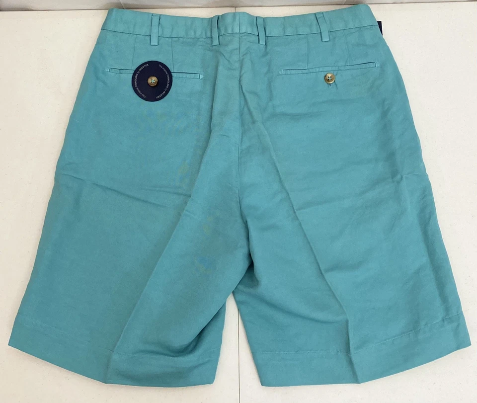 Pantalones Cortos INCOTEX Azul Marino Aqua Chinolino Lino/Algodón Bermudas Resort 34 EE. UU. NUEVOS CON ETIQUETAS Foto 2 de 4