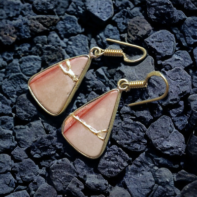 Polychrome Jasper Earrings Pair Kintsugi Art Japanese Drop Dangle Handmade Gift