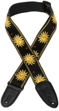 Levy's MPJG '60s Sun Polyester Guitar Strap - Black/Yellow (2-pack) Bundle