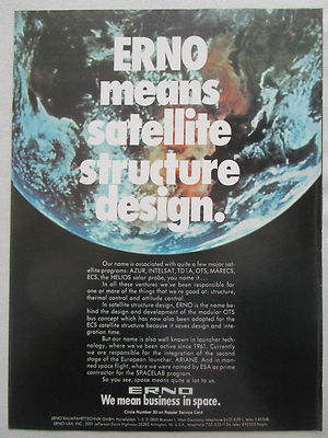 12/1980 PUB ERNO RAUMFAHRT TECHNIK SATELLITENSTRUKTUR DESIGN ORIGINAL ANZEIGE