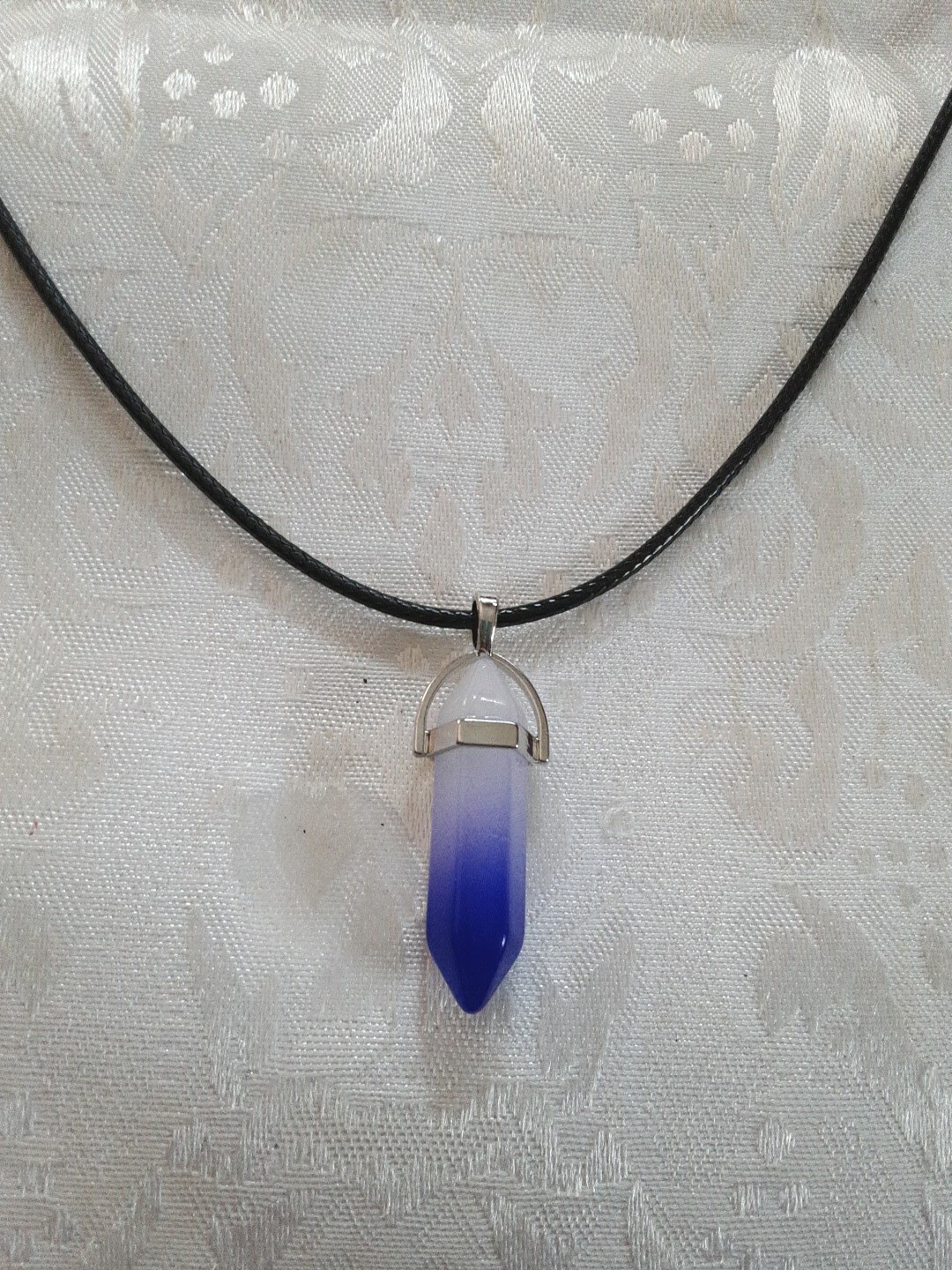 White/blue Hexagonal  pendulum Chakra Crystal Pen… - image 1