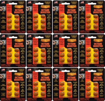 Dyno-tab Octane Booster 6-tab card. Pack of 12 cards.